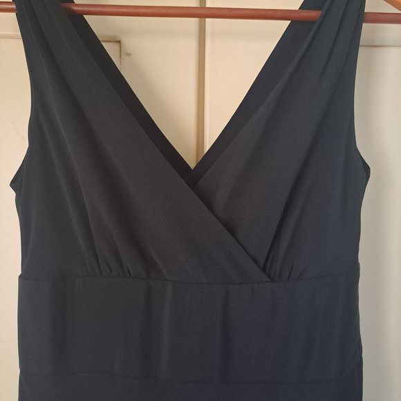 J Crew Silk Cross Bodice V Neck Sleeveless Black Dress Sz 2 - Picture 4 of 9